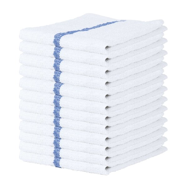 Monarch Qwick Wick Bar Mop Towels Blue Stripe , 12PK N030-W65-5DZ